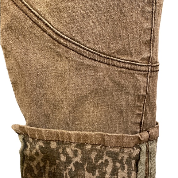 Diane Gilman DG2 Denim Jeans Colored Tan Jeans Leopard Cuff 5 Pocket - Picture 4 of 5